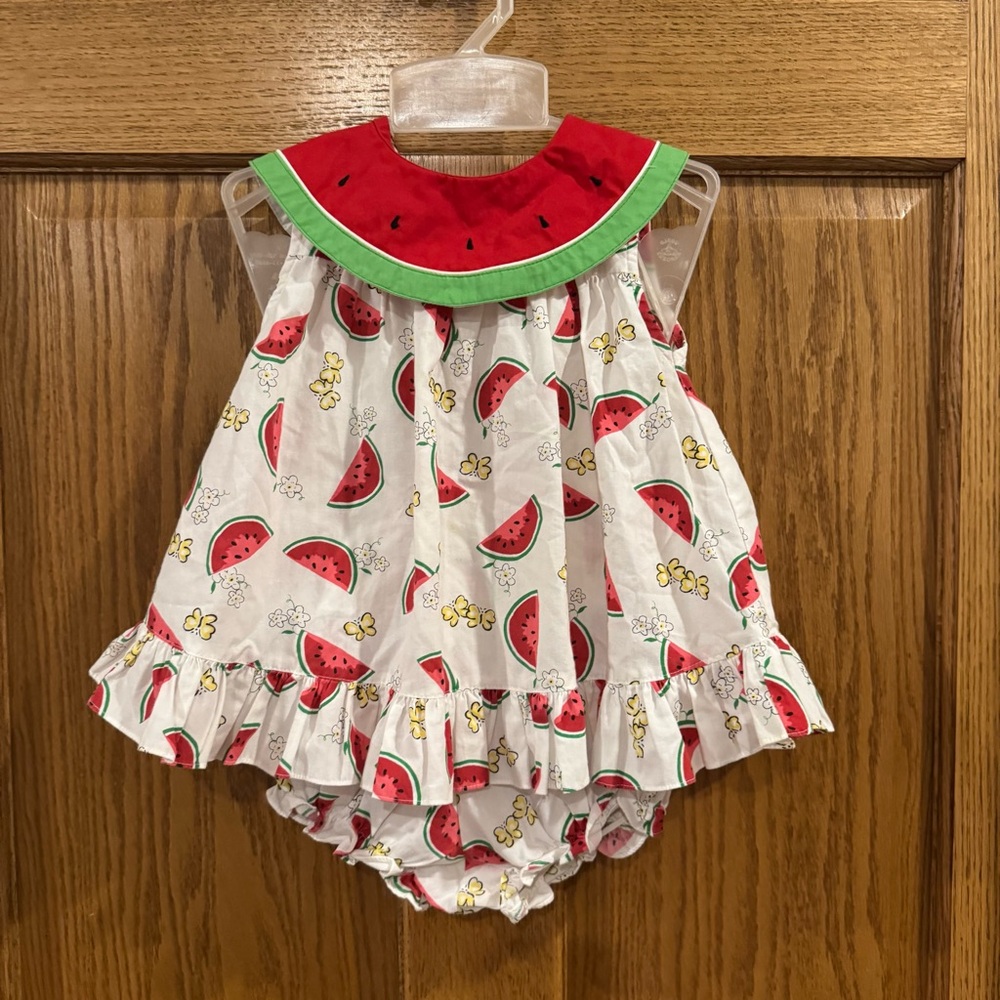 Allison Ann Watermelon Print Baby Dress Set 18M Summer Ruffle
